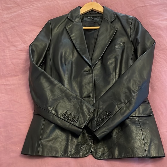 Vintage French Connection Black Leather Jacket Size 10 UK (fits like a 4-6 US) - Picture 6 of 9